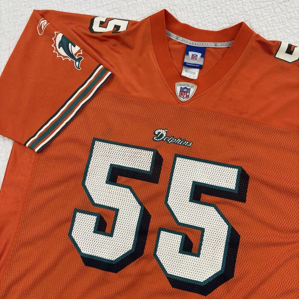 Miami Dolphins #55 Junior Seau Jersey Size XL Orange Reebok
